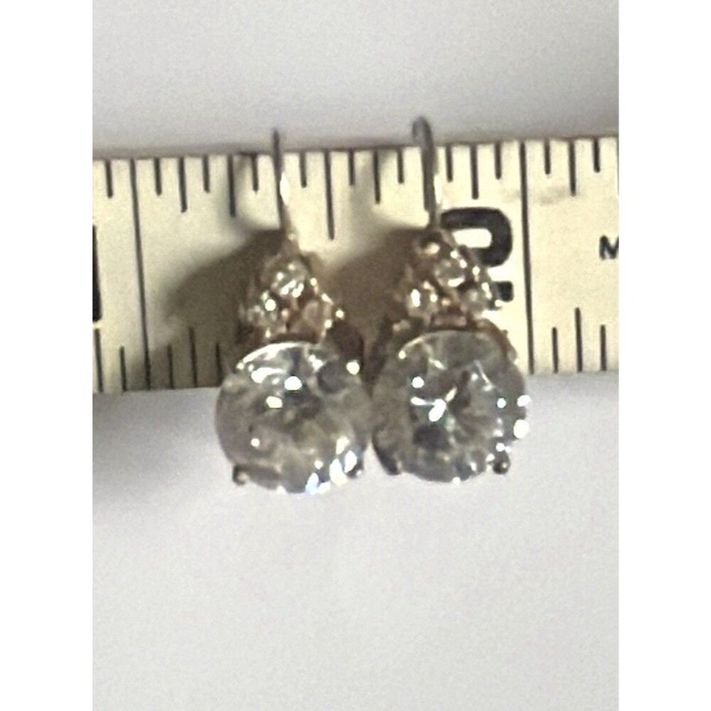 925 Sterling Silver Dormeuse Style Clear Stone Drop Earrings Edwardian Revival - Picture 2 of 4